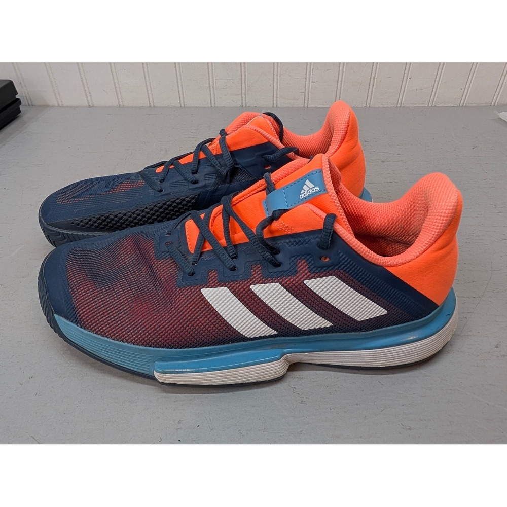 Adidas Solematch Bounce Tennis Shoes Men's 10 Navy Orange Mesh Low Top FX1733
